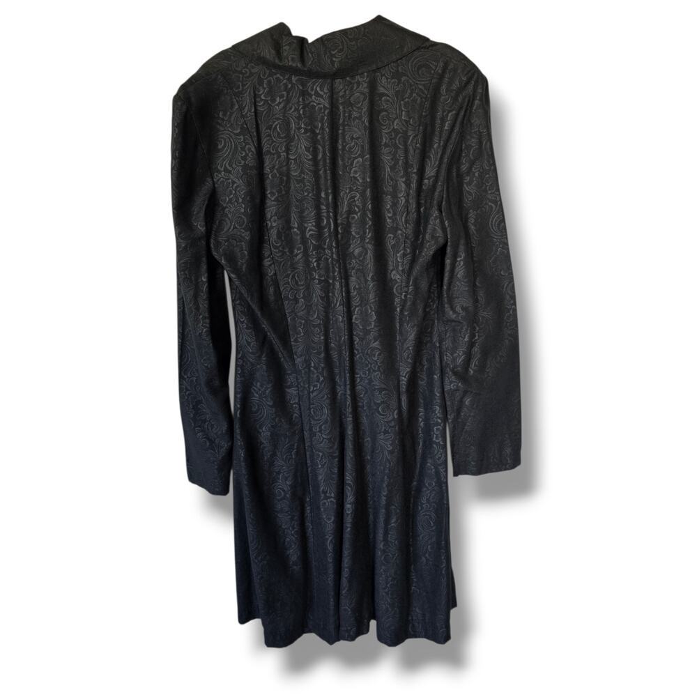 CONTEMPO CASUALS Vintage Black Damask Floral Jacquard Longline Blazer Small - Picture 4 of 7